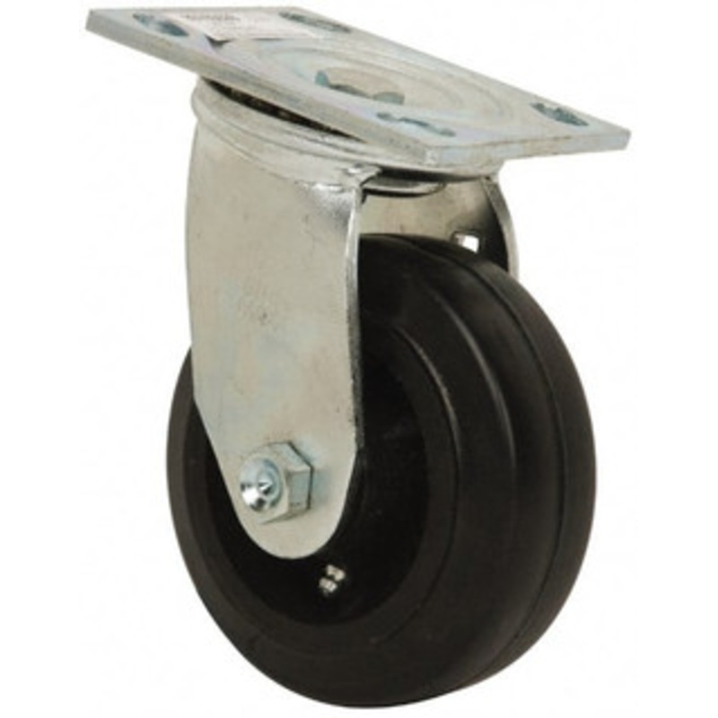 Value Collection 5 Diam x 2 Wide x 6-1/2 OAH Top Plate Mount Swivel Caster Rubber, 500 Lb Capacity, Roller Bearing, 4 x 4-1/2 Plate ES5X2MOR – 89765028