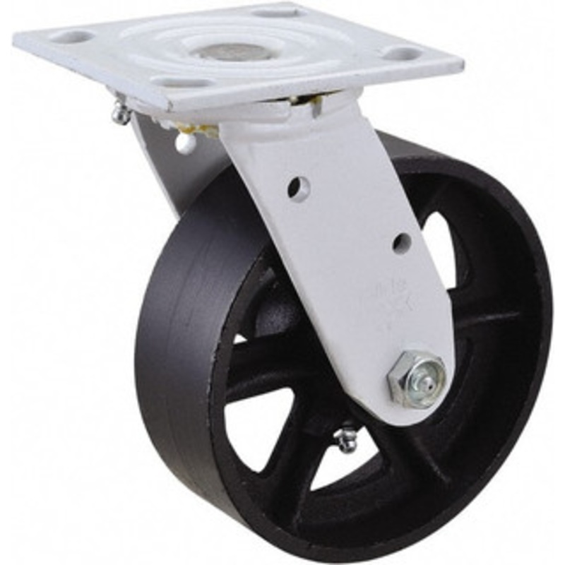 Value Collection 6 Diam x 2 Wide, Semi-Steel Swivel Caster 1,200 Lb Capacity, Top Plate Mount, 4 x 4-1/2 Plate, Plain Bearing ES6X2CIR – 02277044