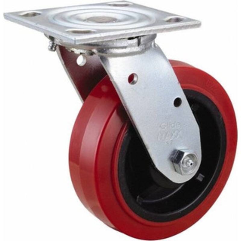 Value Collection 6 Diam x 2 Wide x 7-1/2 OAH Top Plate Mount Swivel Caster Polyurethane, 600 Lb Capacity, Roller Bearing, 4 x 4-1/2 Plate ES6X2TPU – 66028028