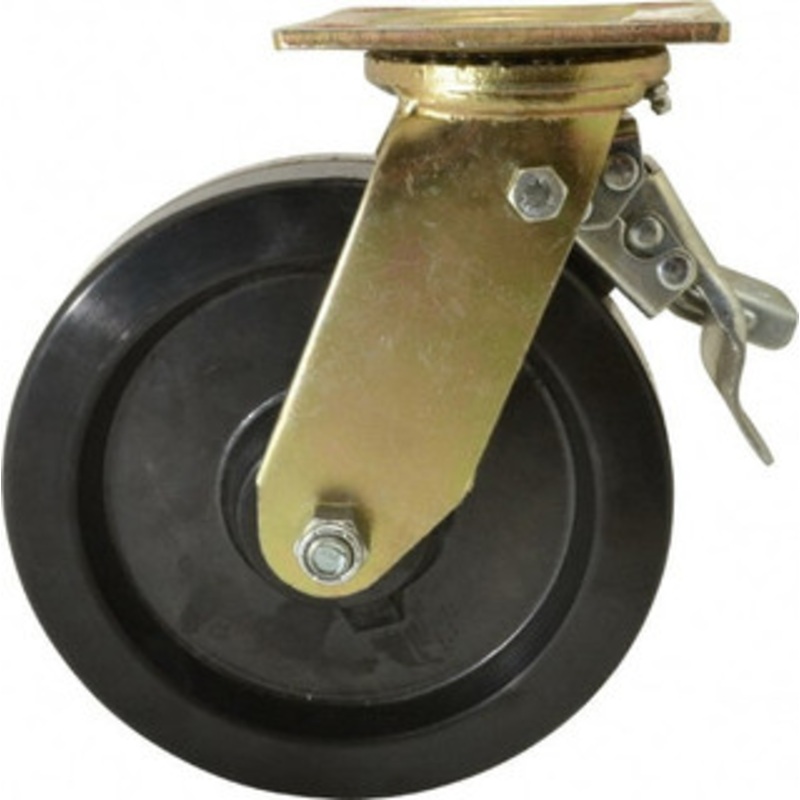 Value Collection 8 Diam x 2 Wide x 9-1/2 OAH Top Plate Mount Swivel Caster with Brake Phenolic, 1,100 Lb Capacity, Roller Bearing, 4 x 4-1/2 Plate GMC-SH-0104 – 02277721