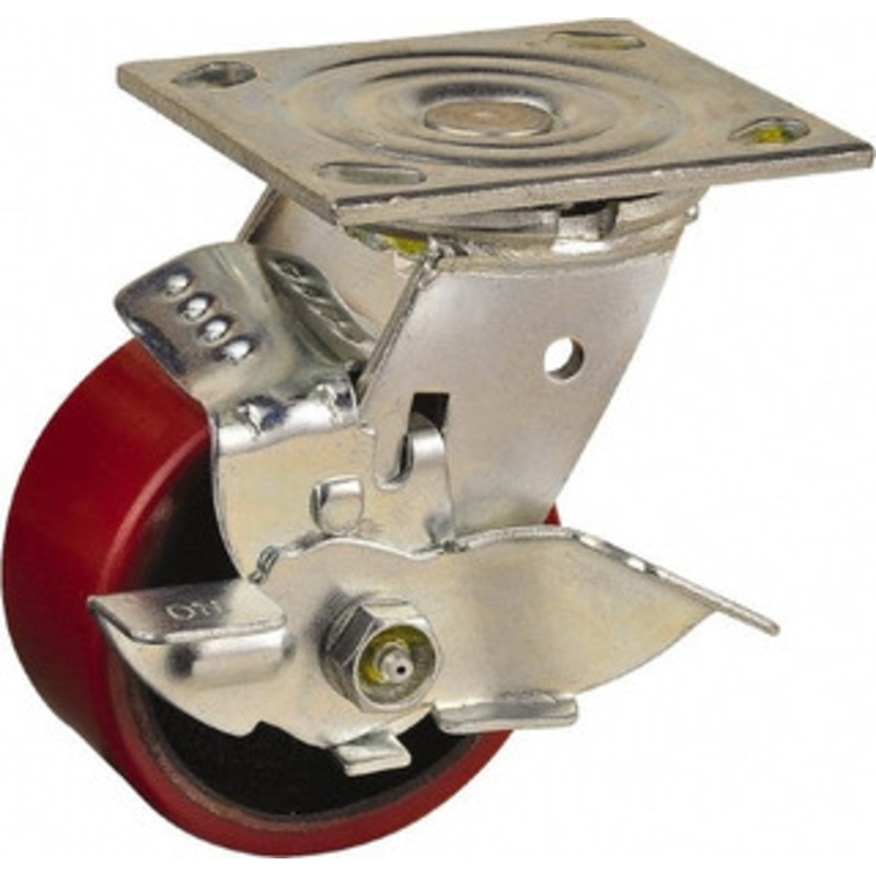 Value Collection 4 Diam x 2 Wide x 5-5/8 OAH Top Plate Mount Swivel Caster with Brake Polyurethane, 700 Lb Capacity, Roller Bearing, 4 x 4-1/2 Plate ES4X2MOPTBK – 66027848