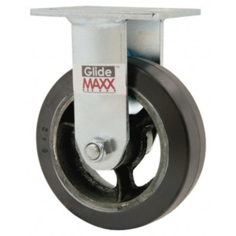 Value Collection 6 Diam x 2 Wide x 7-1/2 OAH Top Plate Mount Rigid Caster Rubber, 500 Lb Capacity, Roller Bearing, 4 x 4-1/2 Plate GMC-SH-0085 – 89765168