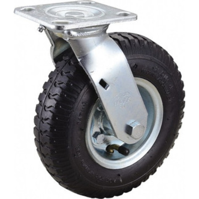 Value Collection 8 Diam x 2 Wide, Pneumatic Swivel Caster 300 Lb Capacity, Top Plate Mount, 4 x 4-1/2 Plate, Ball Bearing PNU80SWL – 66019001