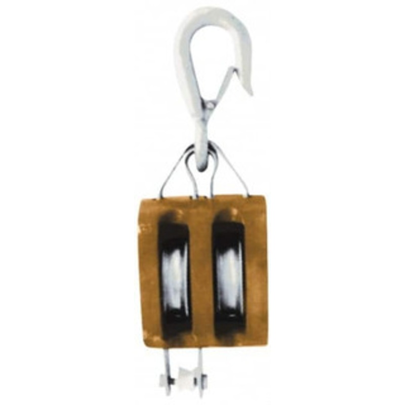 Value Collection 1, 400 Lbs. Load Limit, Shell Pulley Double Sheave, 2-1/4 Inch Outside Diameter, Fibrous Rope, 1/2 Inch Diameter, Wood PSHL-005 – 09431453