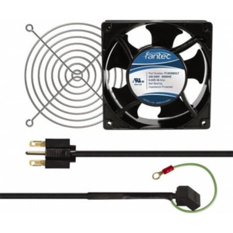 Value Collection 230 Volts, AC, 103 CFM, Square Tube Axial Fan Kit 0.12 Amp Rating, 120mm High x 120mm Wide x 38.5mm Deep, Includes Fan, Fan Filter, Fan Cord CAB804 – 44905925