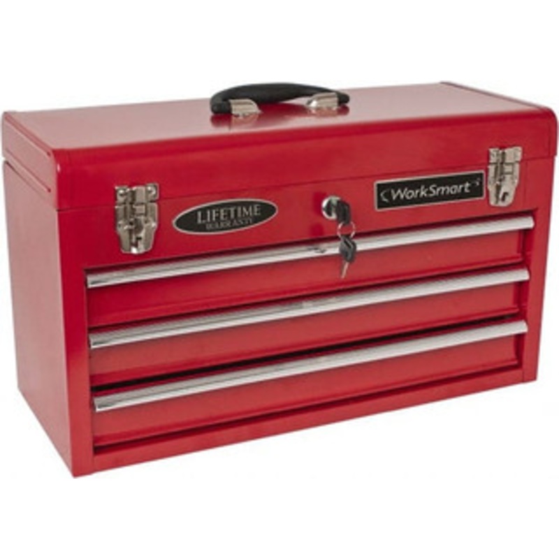 Value Collection 3 Drawer Portable Tool Chest 20-1/2 Wide x 8-5/8 Deep x 11-7/8 High, Steel, Red/Brown WS-MH-TSTOR-001 – 45706496
