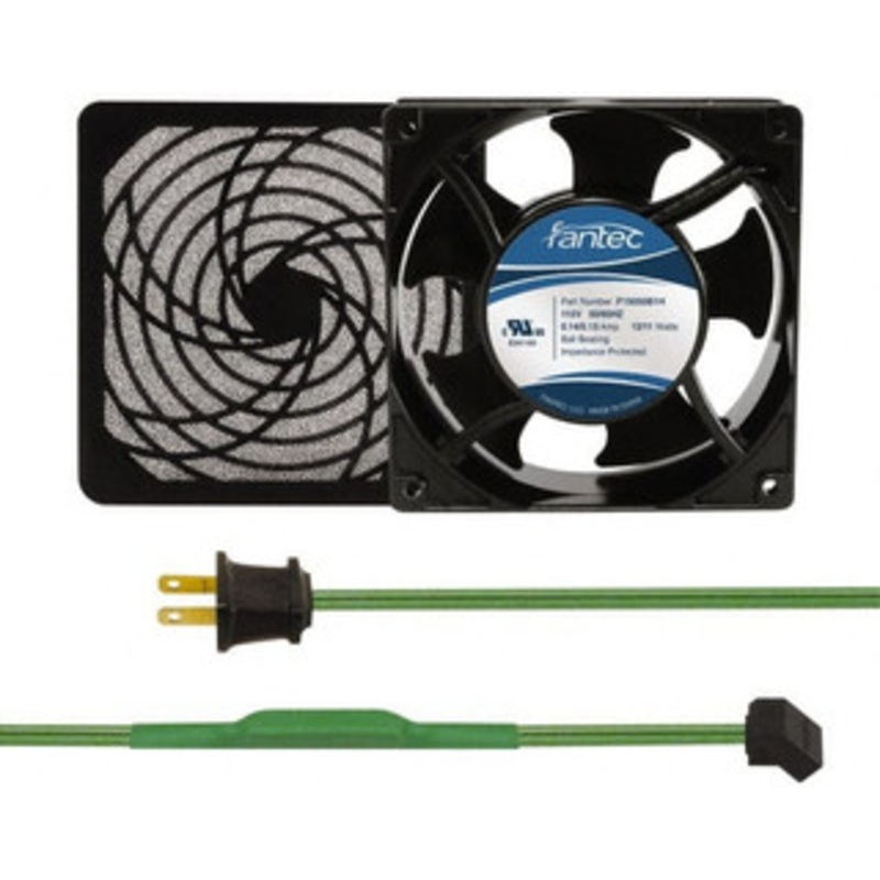 Value Collection 115 Volts, AC, 80 CFM, Square Tube Axial Fan Kit 0.18 Amp Rating, 120mm High x 120mm Wide x 38.5mm Deep, Includes Fan, Fan Filter, Thermostatically Controlled Fan Cord GCAB703 – 44905842