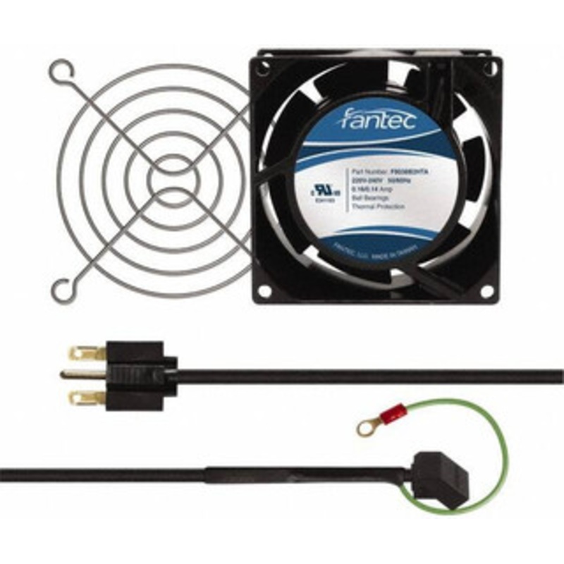 Value Collection 230 Volts, AC, 32 CFM, Square Tube Axial Fan Kit 0.06/0.05 Amp Rating, 3.15 High x 3 Wide x 38.5mm Deep, Includes Fan, Fan Filter, Fan Cord CAB800 – 44905966