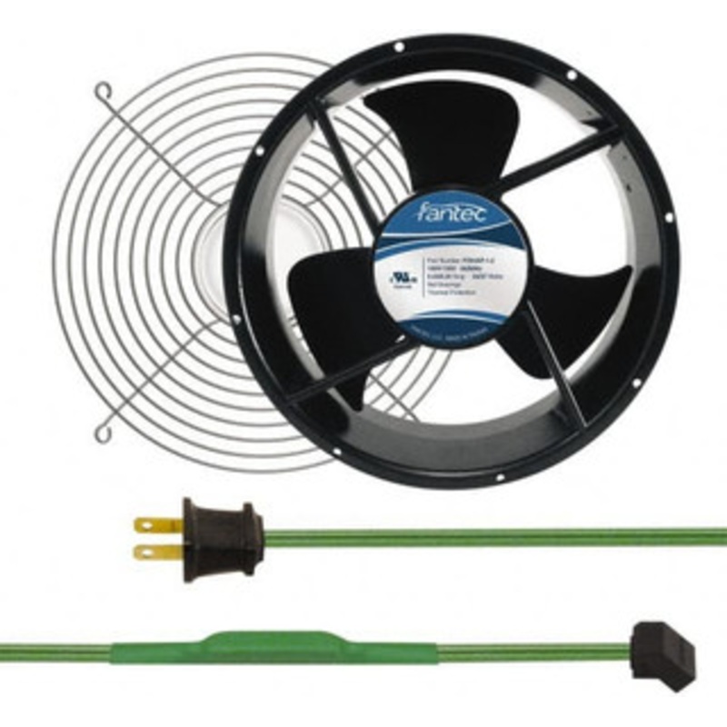 Value Collection 115 Volts, AC, 600 CFM, Round Tube Axial Fan Kit 0.22/0.24 Amp Rating, Includes Fan, Fan Guard, 254mm High x 254mm Wide x 89mm Deep, Thermostatically Controlled Fan Cord GCAB706 – 44905818