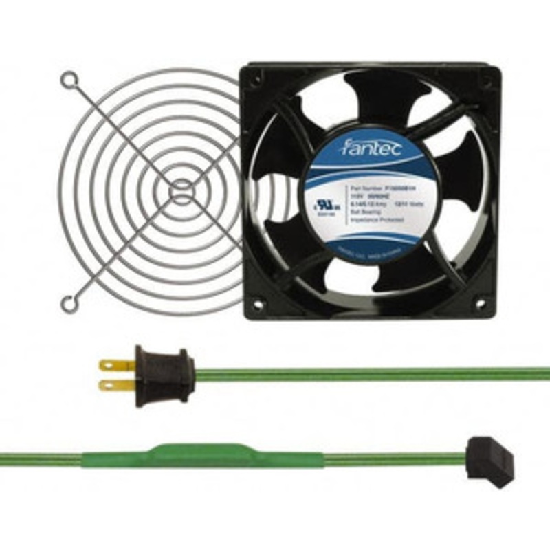 Value Collection 115 Volts, AC, 80 CFM, Square Tube Axial Fan Kit 0.18 Amp Rating, 120mm High x 120mm Wide x 38.5mm Deep, Includes Fan, Fan Guard, Thermostatically Controlled Fan Cord GCAB702 – 44905859