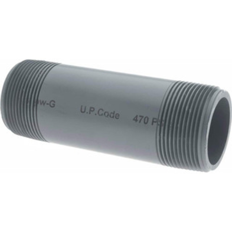 Value Collection 1-1/2 Pipe, 5 Long PVC Threaded Plastic Pipe Nipple Schedule 80, Gray 886-050 – 37004918