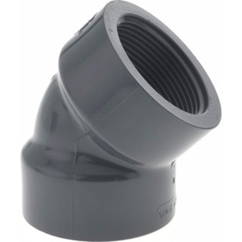 Value Collection 1-1/2 PVC Plastic Pipe 45 Elbow Schedule 80, FIPT x FIPT End Connections 819-015 – 37000627