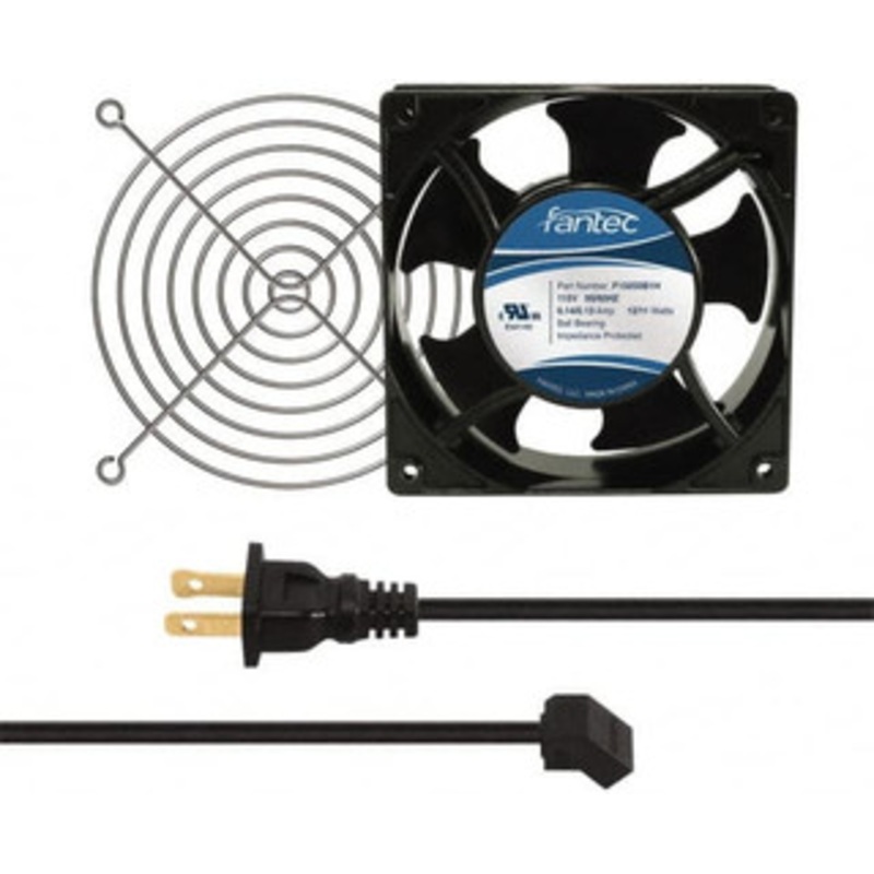 Value Collection 115 Volts, AC, 80 CFM, Square Tube Axial Fan Kit 0.18 Amp Rating, 120mm High x 120mm Wide x 38.5mm Deep, Includes Fan, Fan Guard, Fan Cord CAB702 – 44906030