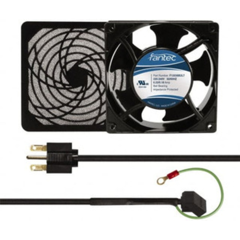 Value Collection 230 Volts, AC, 103 CFM, Square Tube Axial Fan Kit 0.12 Amp Rating, 120mm High x 120mm Wide x 38.5mm Deep, Includes Fan, Fan Guard, Fan Cord CAB805 – 44905917