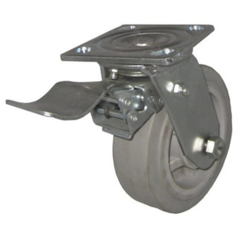 Value Collection 4 Diam x 2 Wide x 5-5/8 OAH Top Plate Mount Swivel Caster with Brake TPR, 300 Lb Capacity, Roller Bearing, 4 x 4-1/2 Plate ES4X2TPRTBK – 02276731