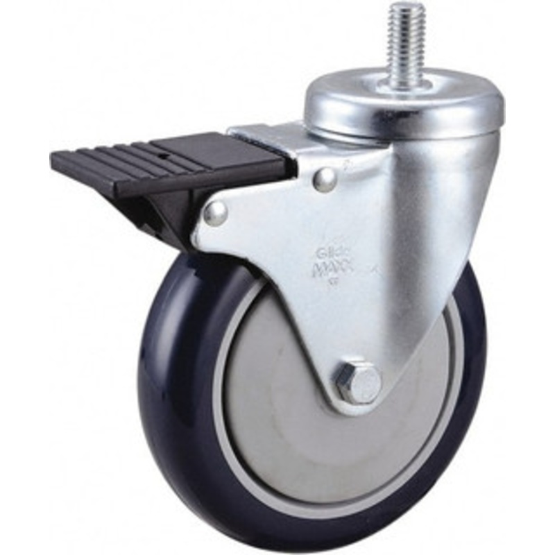 Value Collection 5 Diam x 1-1/4 Wide x 6-15/32 OAH Stem Mount Swivel Caster with Brake Polyurethane, 300 Lb Capacity, Ball Bearing, 1/2-13 x 1 Threaded Stem 5-30-213G-2 – 66027731