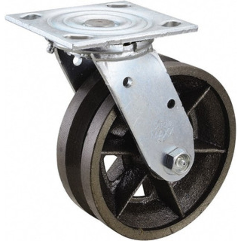 Value Collection 6 Diam x 2 Wide, Metal With Groove Swivel Caster 1,000 Lb Capacity, Top Plate Mount, 4 x 4-1/2 Plate, Roller Bearing 16VG06201S – 66030065