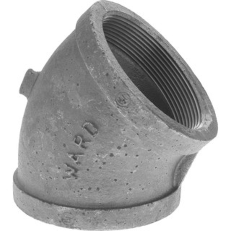 Value Collection Size 4, Class 150, Malleable Iron Black Pipe 45 Elbow 150 psi, Threaded End Connection B120 100 – 36989036