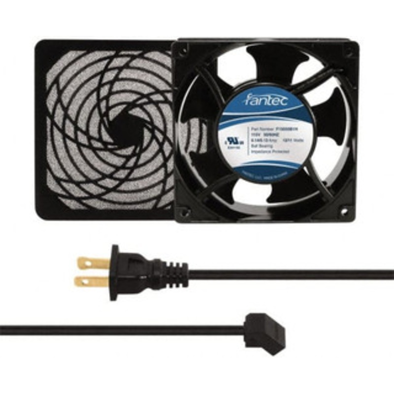 Value Collection 115 Volts, AC, 80 CFM, Square Tube Axial Fan Kit 0.18 Amp Rating, 120mm High x 120mm Wide x 38.5mm Deep, Includes Fan, Fan Filter, Fan Cord CAB703 – 44906022