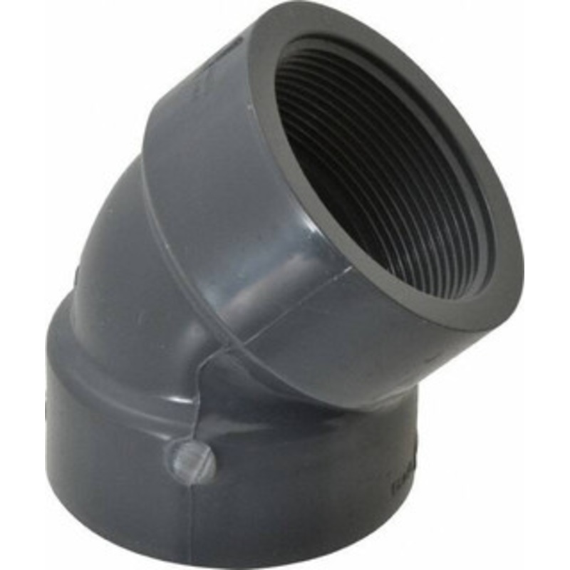 Value Collection 2 PVC Plastic Pipe 45 Elbow Schedule 80, FIPT x FIPT End Connections 819-020 – 37000635