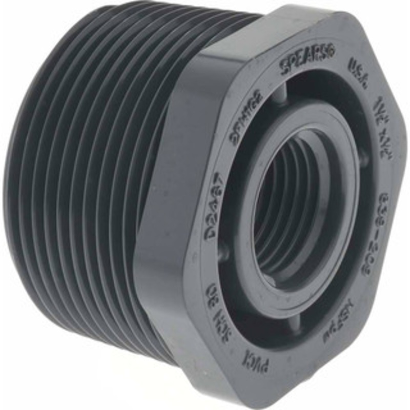 Value Collection 1-1/2 x 1/2 PVC Plastic Pipe Bushing Schedule 80, MIPT x FIPT End Connections 839-209 – 37001294