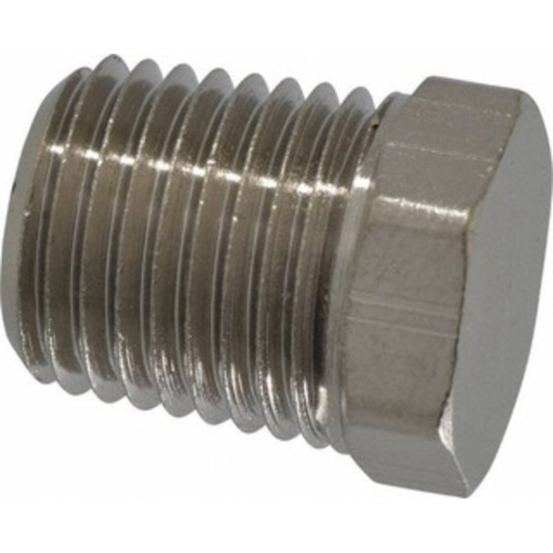 Value Collection 1/4 Brass Pipe Hex Head Plug MNPT Ends, 125 psi, Nickel Plated Finish PC121NB-4 – 74027020