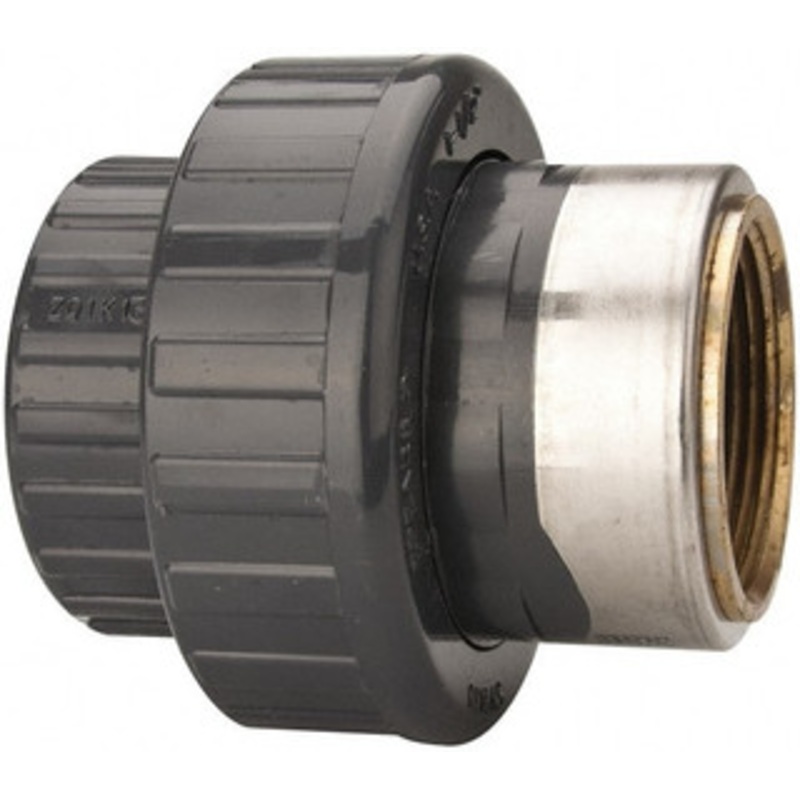 Value Collection 1-1/2 PVC Plastic Pipe Union with EPDM O-Ring Schedule 80, PVC Slip x Brass Fipt End Connections 899-015BR – 89492813