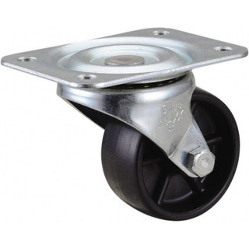 Value Collection 2-1/2 Diam x 1-1/8 Wide x 3-1/4 OAH Top Plate Mount Swivel Caster Polyolefin, 200 Lb Capacity, Self-Lubricating Bearing, 2-3/4 x 3-3/4 Plate 2-1/2-30-521 – 66027020