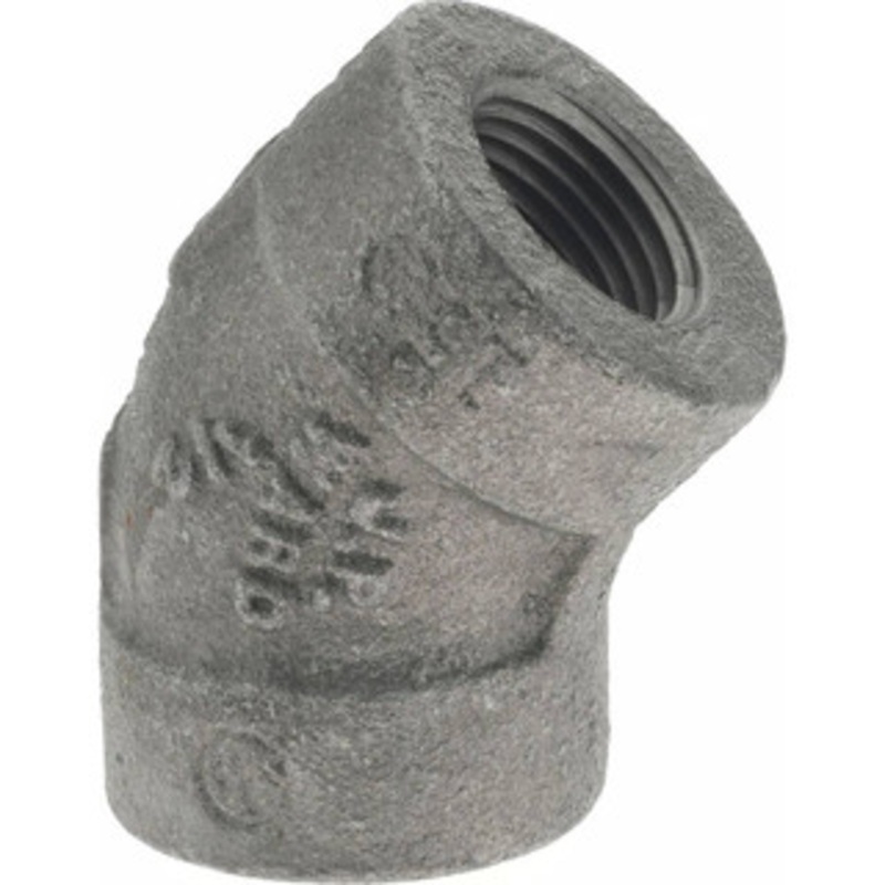 Value Collection Size 1/2, Class 300, Malleable Iron Black Pipe 45 Elbow 300 psi, Threaded End Connection B120 15 300# – 36996940