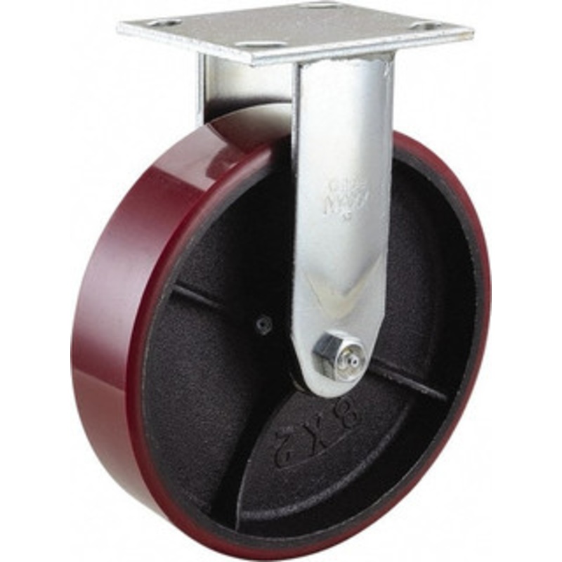 Value Collection 8 Diam x 2 Wide x 9-1/2 OAH Top Plate Mount Rigid Caster Polyurethane, 1,200 Lb Capacity, Roller Bearing, 4 x 4-1/2 Plate ER8X2MOP – 66028325