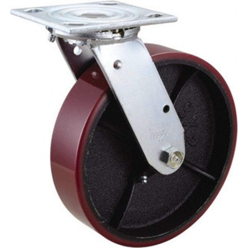 Value Collection 8 Diam x 2 Wide x 9-1/2 OAH Top Plate Mount Swivel Caster Polyurethane, 1,200 Lb Capacity, Roller Bearing, 4 x 4-1/2 Plate GMC-SI-0080 – 66028044