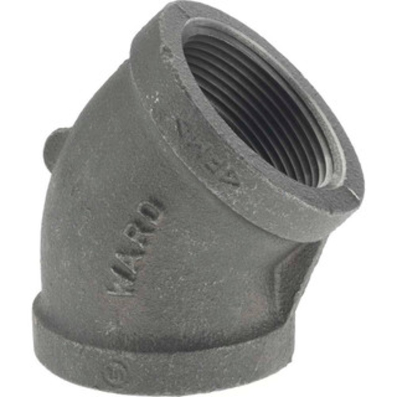 Value Collection Size 1-1/2, Class 150, Malleable Iron Black Pipe 45 Elbow 150 psi, Threaded End Connection B120 40 – 36988996
