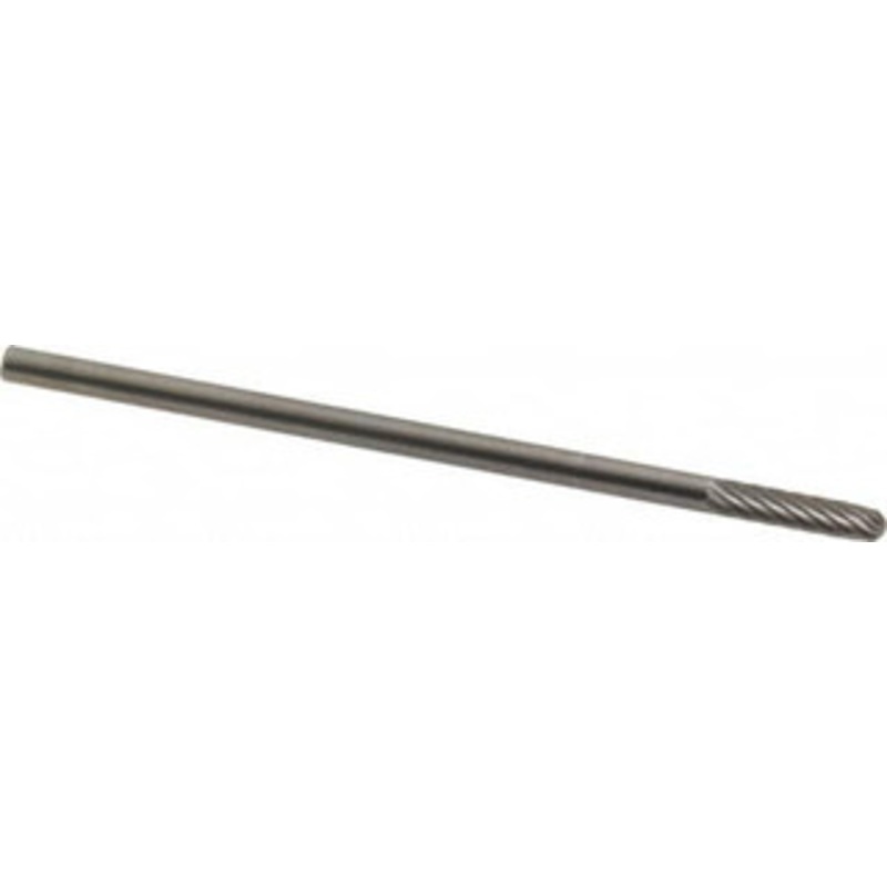 Made in USA 1/8 Cut Diam, 1/8 Shank Diam, Carbide Single Cut Cylinder Burr with Radius Radius End, 1-1/2 OAL, 9/16 LOC SC-42-L3SC – 00451542