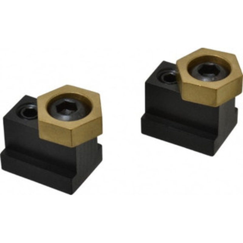 Mitee-Bite 1 Brass Hex, 11/16 T-Slot, 1/2-13 Stud Thread, Symmetrical Hex Clamp 3/8 Hex Height, 3,000 Lb Holding Force, 1 Long Thread, 45 Ft/Lb Torque, 2 Clamps 10426 – 00454918