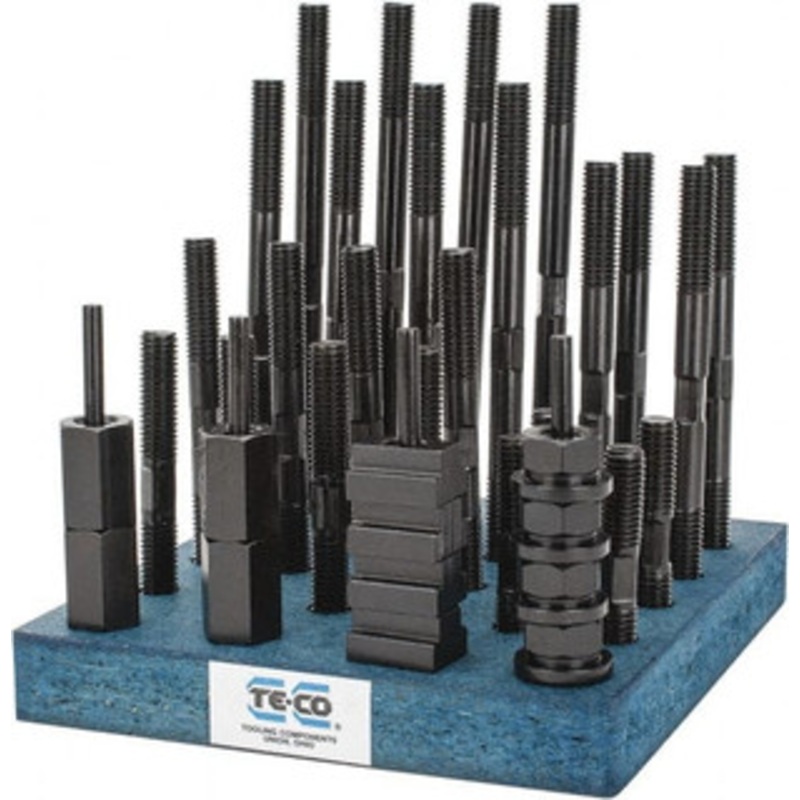 TE-CO 38 Piece, 1/2-13 Stud, 9/16 T Slot, T Nut & Stud Kit 7/8 T-Slot Nut Width, 3, 4, 5, 6, 7, 8 Stud Lengths 20605 – 06943039