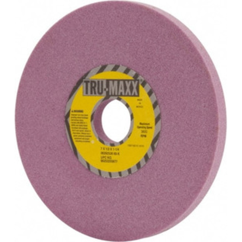 Tru-Maxx 7 Diam x 1-1/4 Hole x 1/2 Thick, K Hardness, 60 Grit Surface Grinding Wheel Aluminum Oxide, Type 1, Medium Grade, 3,600 Max RPM, Vitrified Bond, No Recess 66253255677 – 06292536