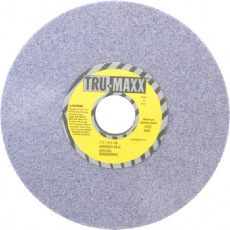Tru-Maxx 7 Diam x 1-1/4 Hole x 1 Thick, H Hardness, 46 Grit Surface Grinding Wheel Aluminum Oxide, Type 1, Coarse Grade, 3,600 Max RPM, Vitrified Bond, No Recess 66253269559 – 06295521