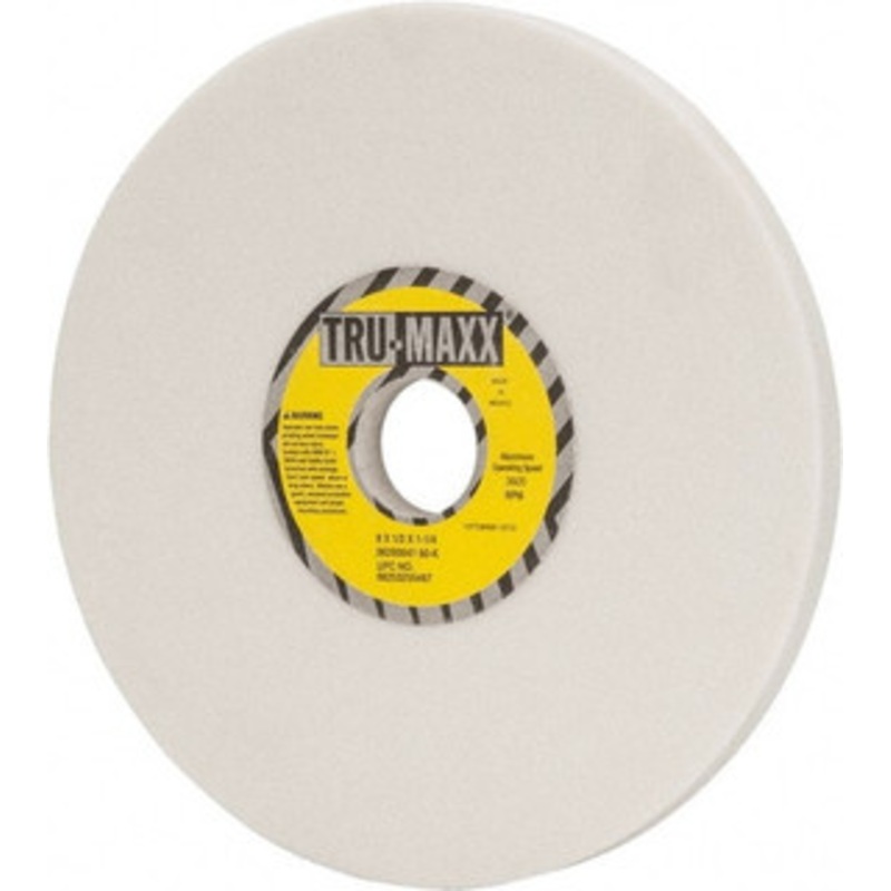 Tru-Maxx 8 Diam x 1-1/4 Hole x 1/2 Thick, K Hardness, 60 Grit Surface Grinding Wheel Aluminum Oxide, Type 1, Medium Grade, 3,600 Max RPM, Vitrified Bond, No Recess 66253255467 – 06293641