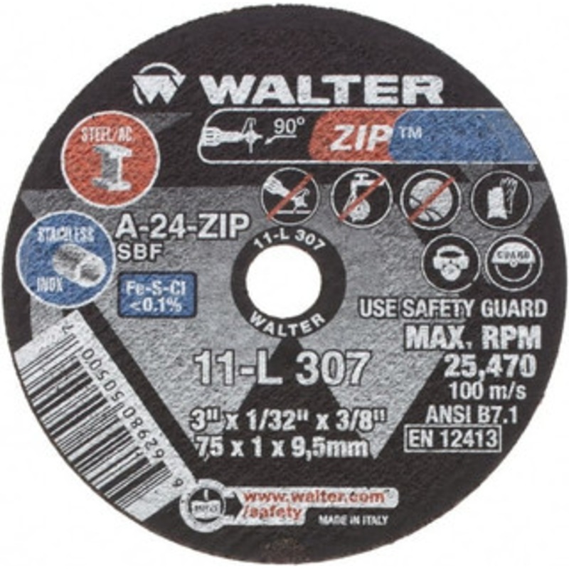 Walter Surface Technologies 3 x 1/32, 3/8 Hole 24 Grit Aluminum Oxide Cutoff Wheel Reinforced, 25,470 Max RPM, Use with Die Grinders 11-L 307 – 35723907