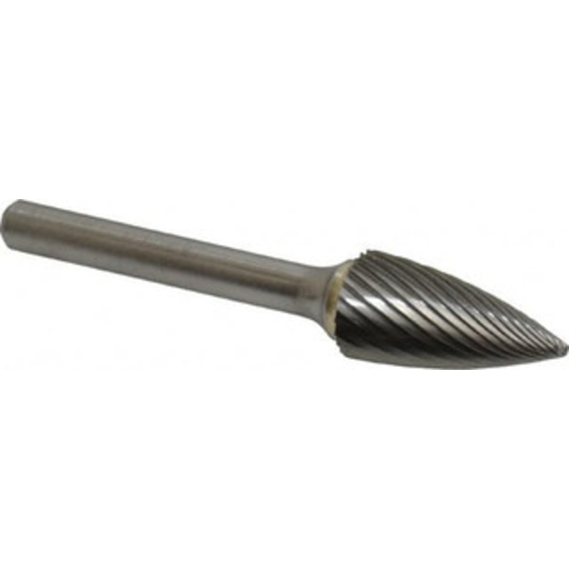 Made in USA 1/2 Cut Diam, 6mm Shank Diam, Carbide Single Cut Tree Burr Point End, 2-3/4 OAL, 1 LOC SG-5MM-SC – 00468561