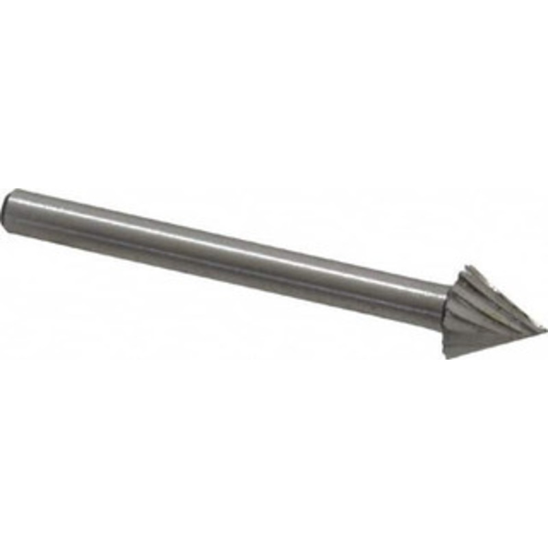 Made in USA 1/4 Cut Diam, 1/8 Shank Diam, High Speed Steel Single Cut Cone Burr Point End, 1-1/2 OAL, 1/4 LOC H7 – 00439075