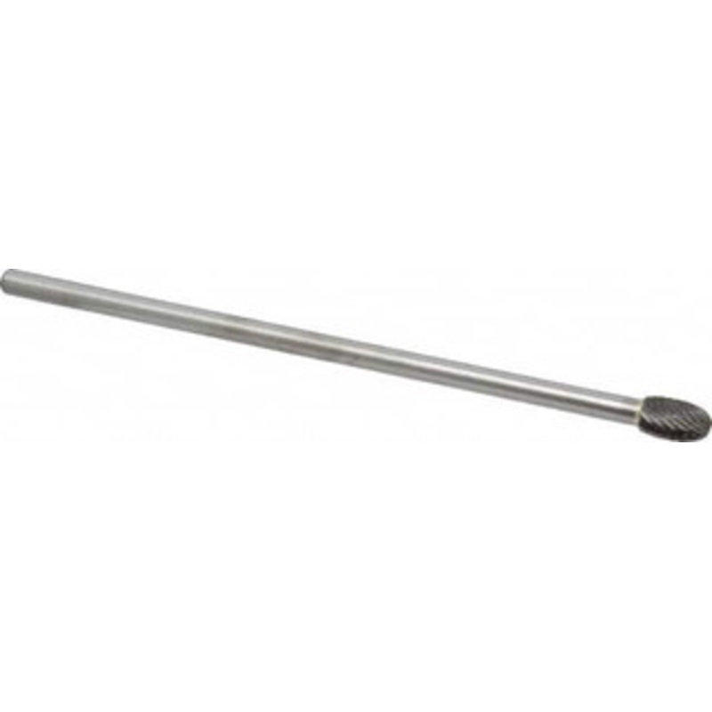 Made in USA 3/8 Cut Diam, 1/4 Shank Diam, Carbide Double Cut Oval Burr Radius End, 6 OAL, 5/8 LOC SE3L6DC – 73241713