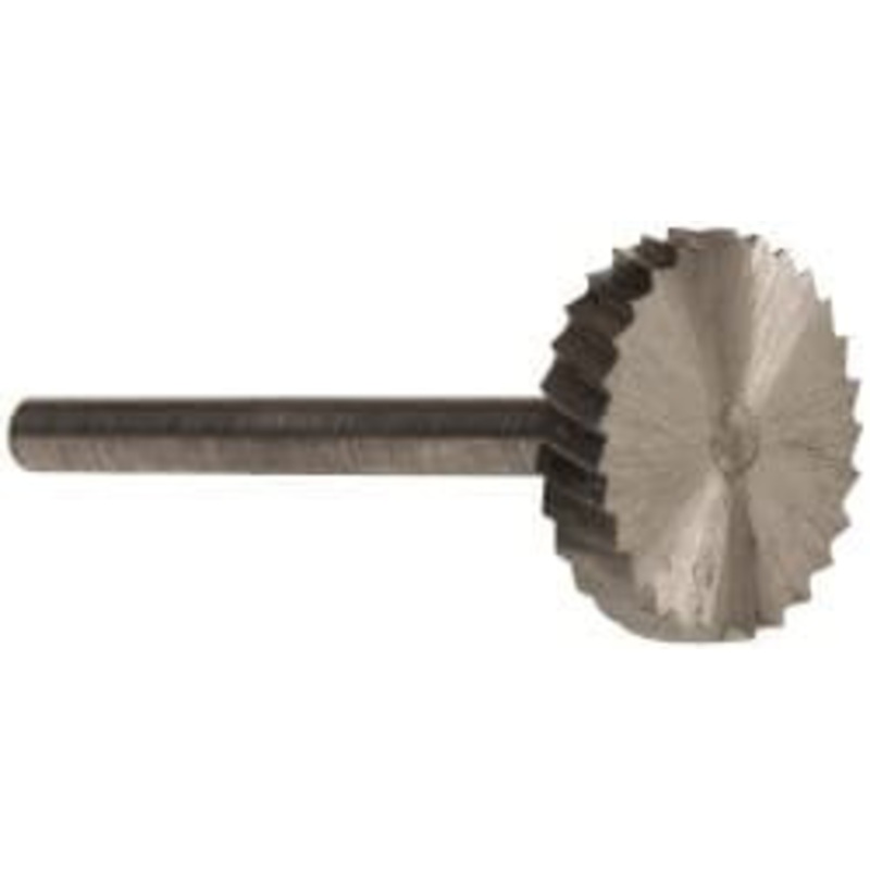 Made in USA 5/8 Cut Diam, 1/8 Shank Diam, High Speed Steel Single Cut Wheel Burr with Flat Flat End, 1-1/2 OAL, 1/8 LOC H16 – 00439166