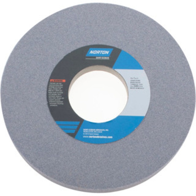 Norton 10 Diam x 3 Hole x 3/4 Thick, K Hardness, 60 Grit Surface Grinding Wheel Aluminum Oxide, Type 1, Medium Grade, 2,485 Max RPM, Vitrified Bond, No Recess 66253160143 – 05985544