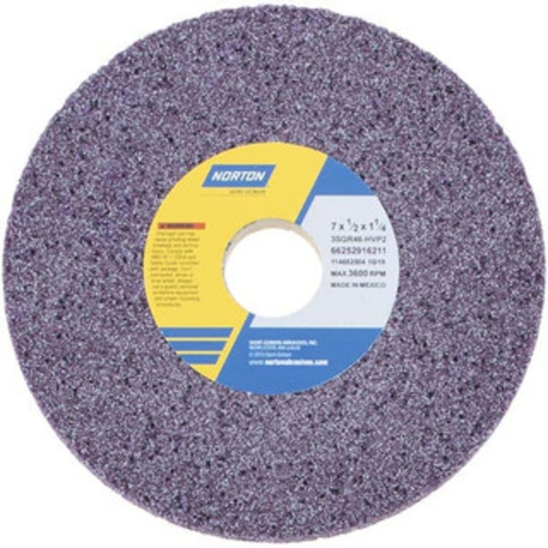 Norton 7 Diam x 1-1/4 Hole x 1/2 Thick, H Hardness, 46 Grit Surface Grinding Wheel Ceramic, Type 1, Coarse Grade, 3,600 Max RPM, Vitrified Bond, No Recess 66252916211 – 82028655
