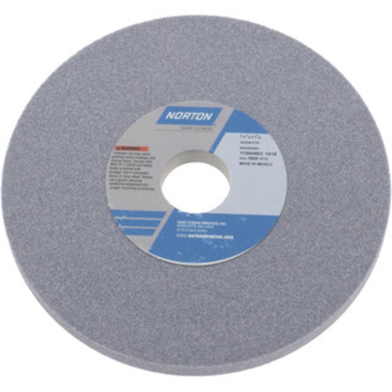 Norton 7 Diam x 1-1/4 Hole x 1/2 Thick, I Hardness, 80 Grit Surface Grinding Wheel Aluminum Oxide, Type 1, Medium Grade, 3,600 Max RPM, Vitrified Bond, No Recess 66252938883 – 05128202