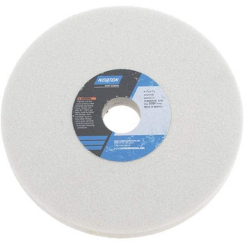 Norton 8 Diam x 1-1/4 Hole x 3/4 Thick, K Hardness, 46 Grit Surface Grinding Wheel Aluminum Oxide, Type 1, Coarse Grade, 3,600 Max RPM, Vitrified Bond, No Recess 66253044180 – 05977038