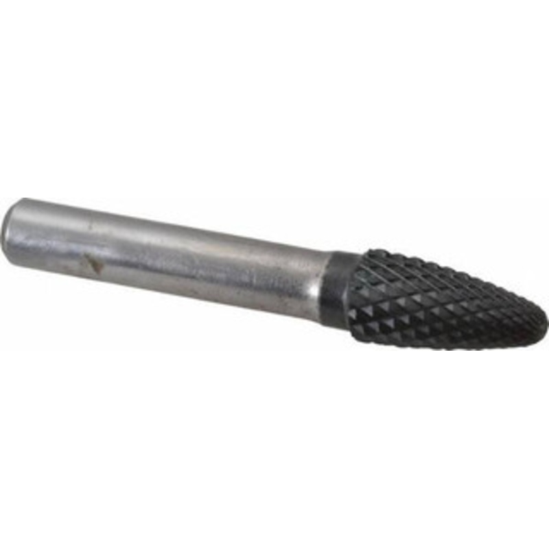 SGSPRO 1/2 Cut Diam, 3/8 Shank Diam, Carbide Double Cut Tree Burr with Radius Radius End, 3 OAL, 1 LOC, Titanium Aluminum Nitride Finish 10322 – 66741943