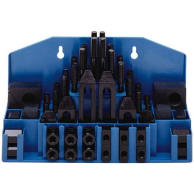 Gibraltar 52 Piece Fixturing Step Block & Clamp Set with 25mm Step Block, 20mm T-Slot, M16x2.0 Stud Thread 32mm Nut Width, 80, 110, 125, 150, 175 & 200mm Stud Lengths 68007G – 04804803