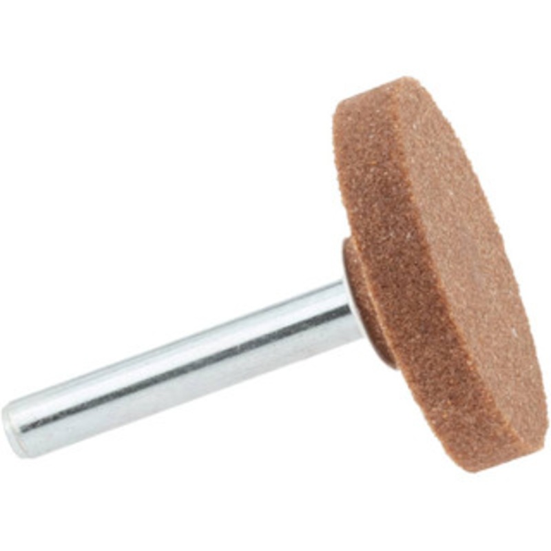 Norton 1-1/2 Head Diam x 1/4 Thickness, W235, Cylinder End, Aluminum Oxide Mounted Point Brown, Medium Grade, 60 Grit, 25,460 RPM 61463624583 – 75117416